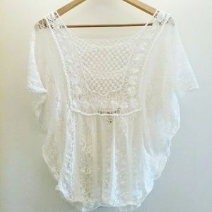 American Rag Cie | off white lace crochet boho top